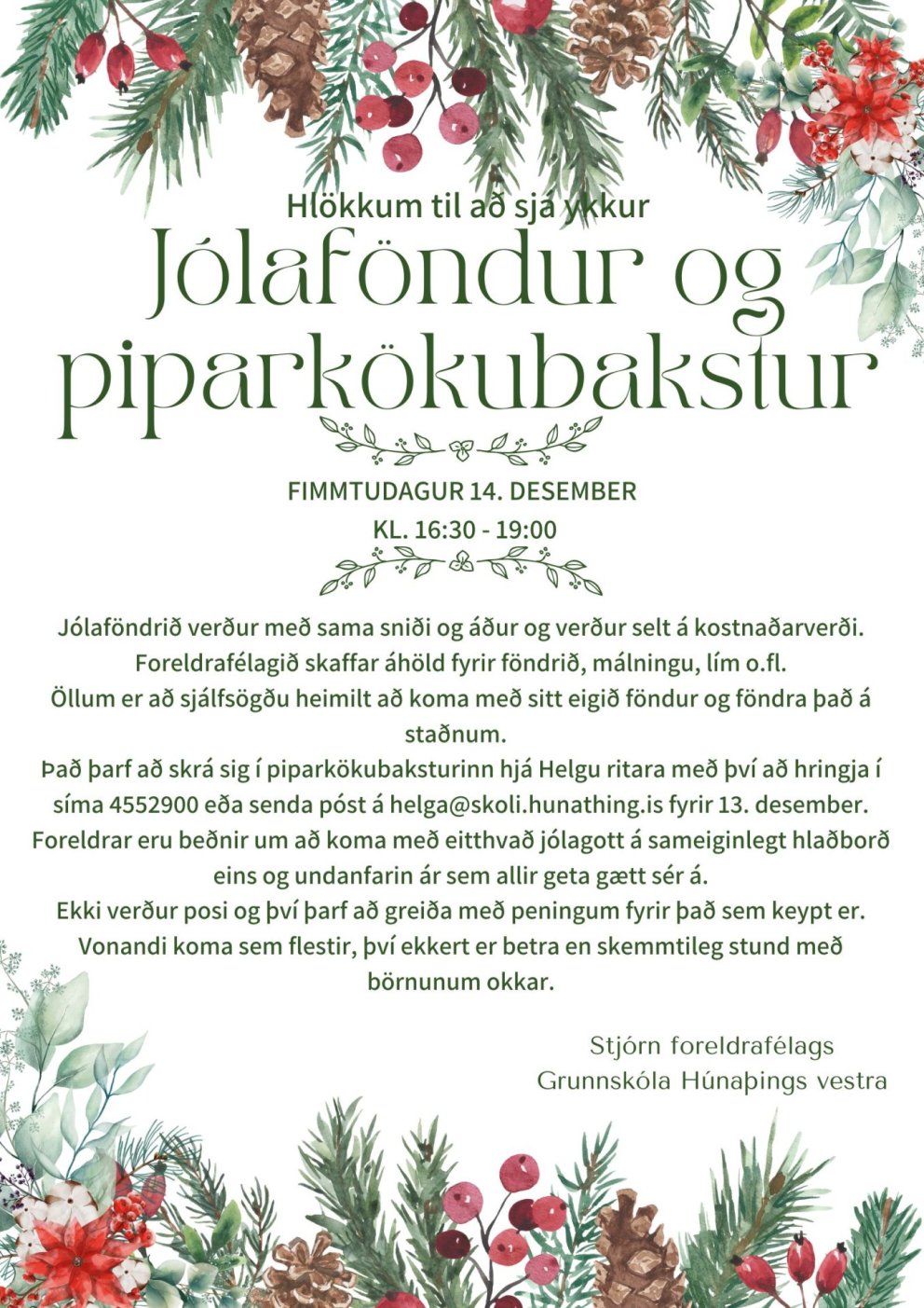 Jólaföndur foreldrafélagsins.