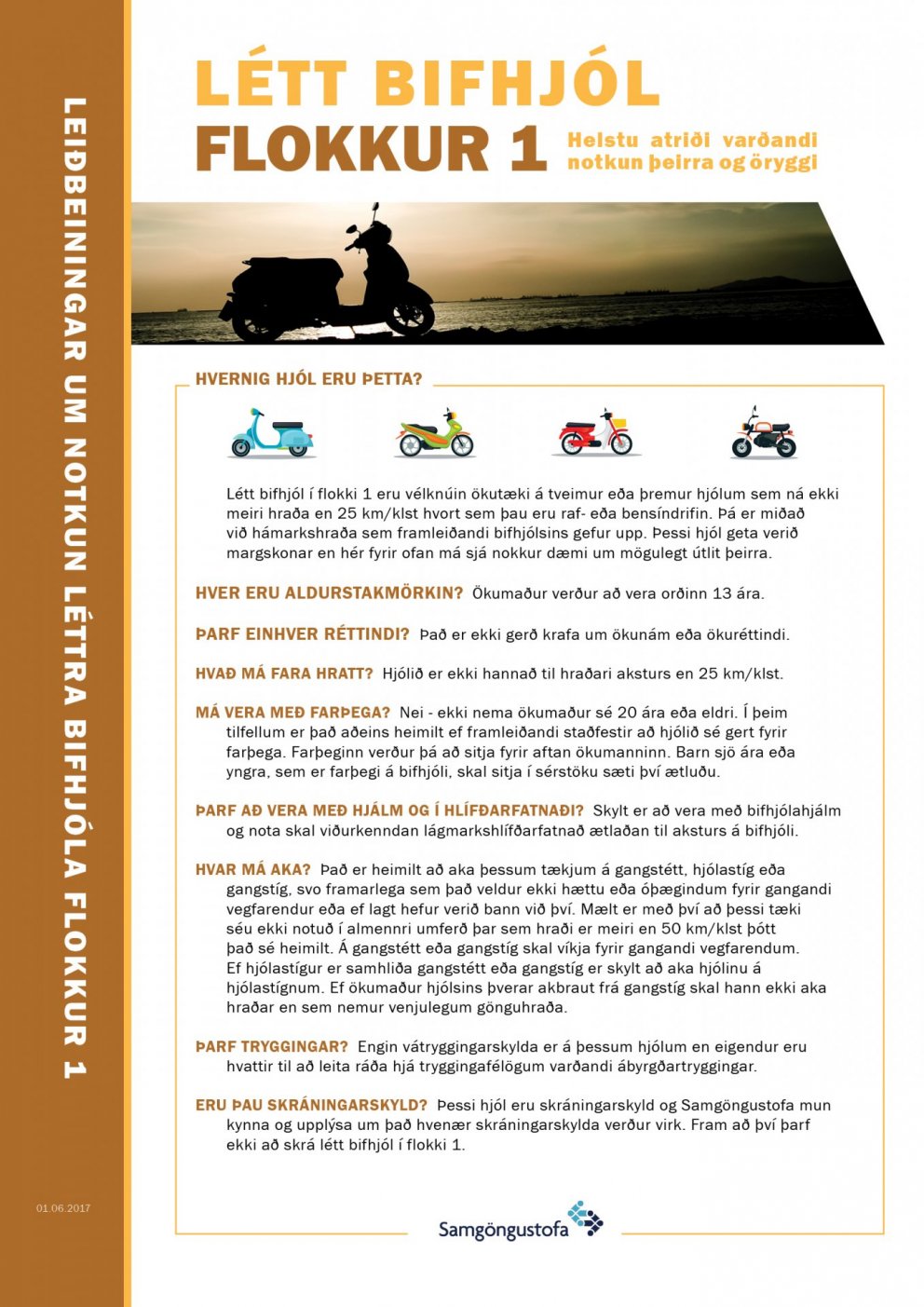 Leiðbeiningar vegna léttra bifhjóla