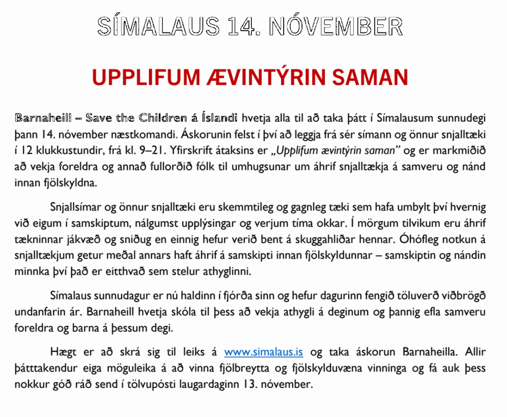 Símalaus sunnudagur