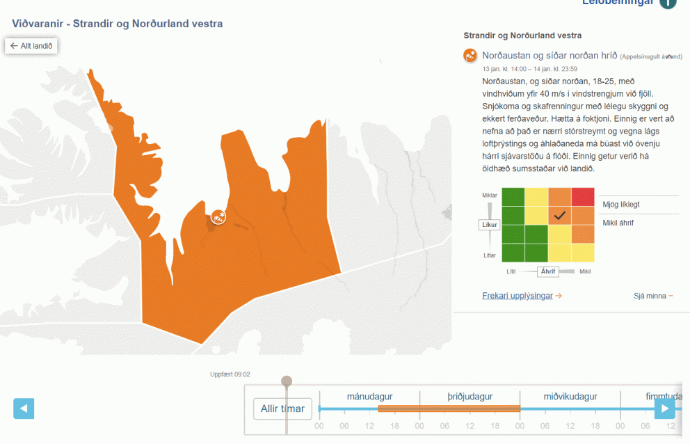 Skólum lokað kl. 13:00 í dag