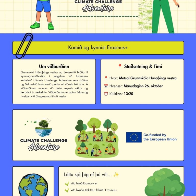 Erasmus+ verkefnið Climate Challenge Adventure: Kynning í matsal skólans