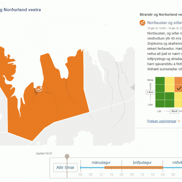 Skólum lokað kl. 13:00 í dag