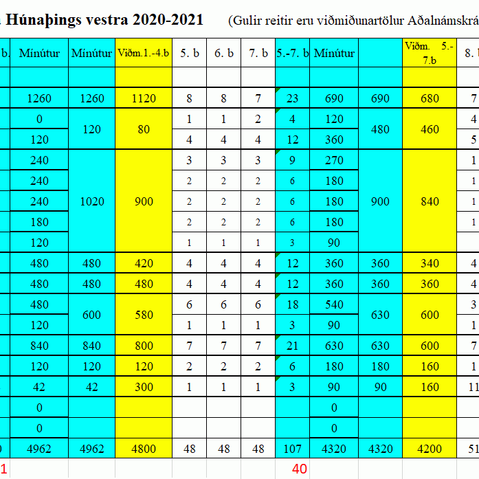 Viðmiðunarstundaskrá 2020-2021